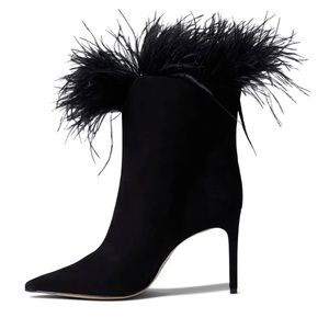 Schultz Aubrey booties 7.5 8 9 feather trim new in box